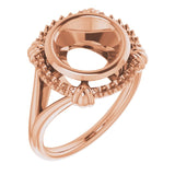 18K Rose9 mm Round Ring Mounting