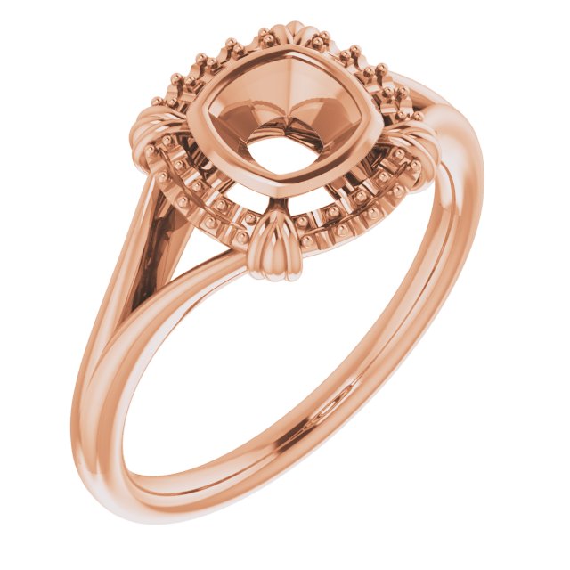 14K Rose5 mm Cushion Ring Mounting