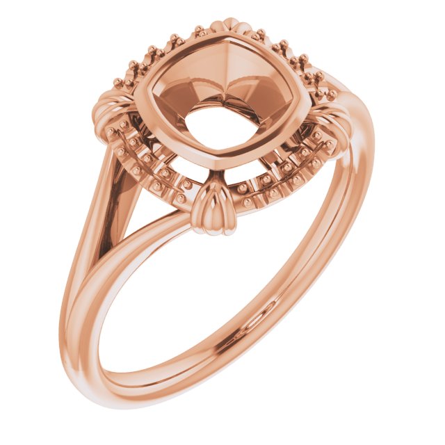 14K Rose6 mm Cushion Ring Mounting