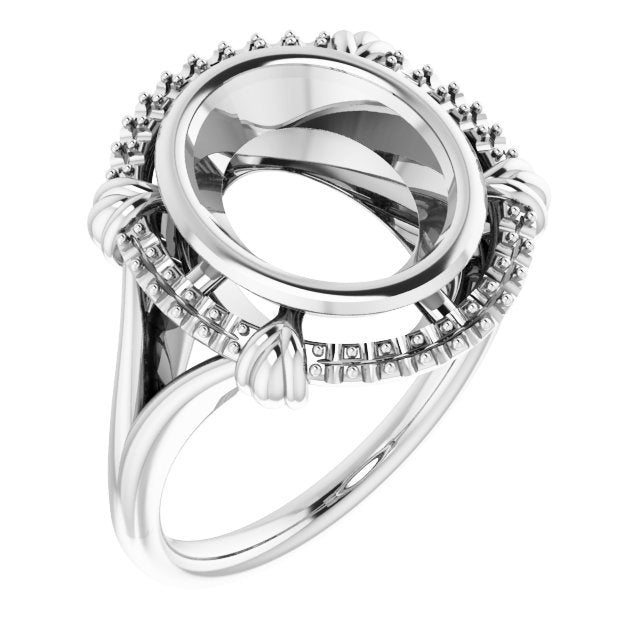 Sterling Silver11x9 mm Oval Ring Mounting