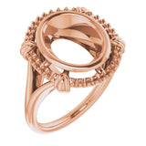 18K Rose11x9 mm Oval Ring Mounting