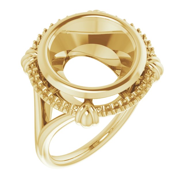 10K Yellow12 mm Round Ring Mounting