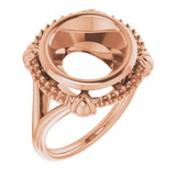 18K Rose11 mm Round Ring Mounting