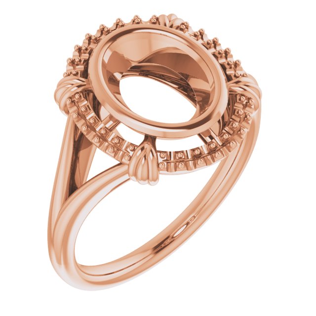14K Rose9x7 mm Oval Ring Mounting