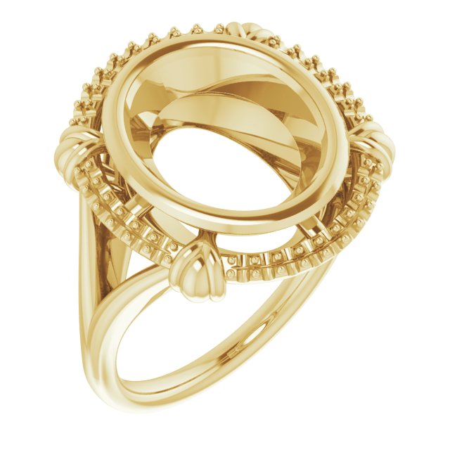 18K Yellow12x10 mm Oval Ring Mounting