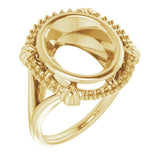 14K Yellow12x10 mm Oval Ring Mounting