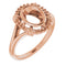 18K Rose8x6 mm Oval Ring Mounting