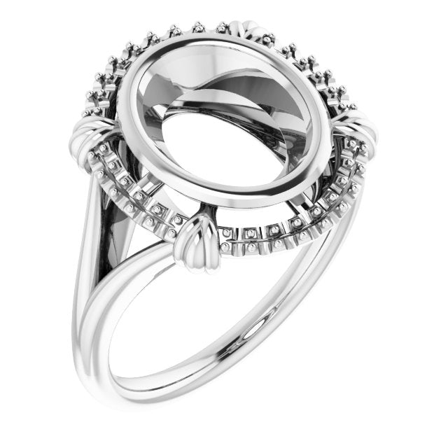 Sterling Silver10x8 mm Oval Ring Mounting