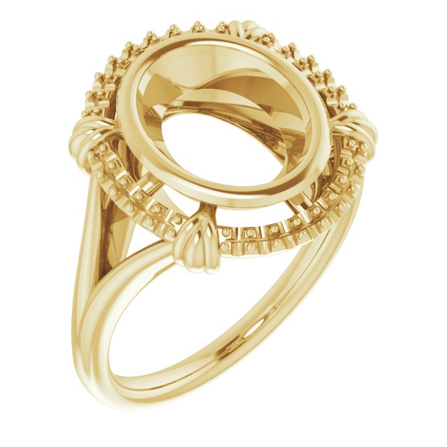 14K Yellow10x8 mm Oval Ring Mounting