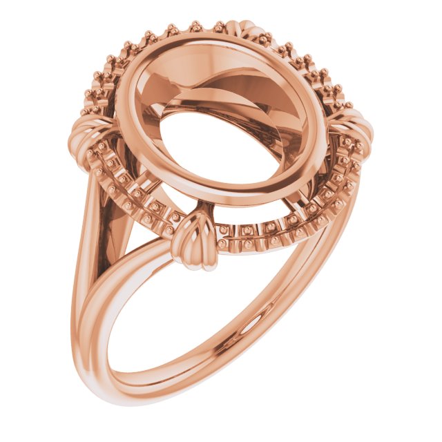 18K Rose10x8 mm Oval Ring Mounting