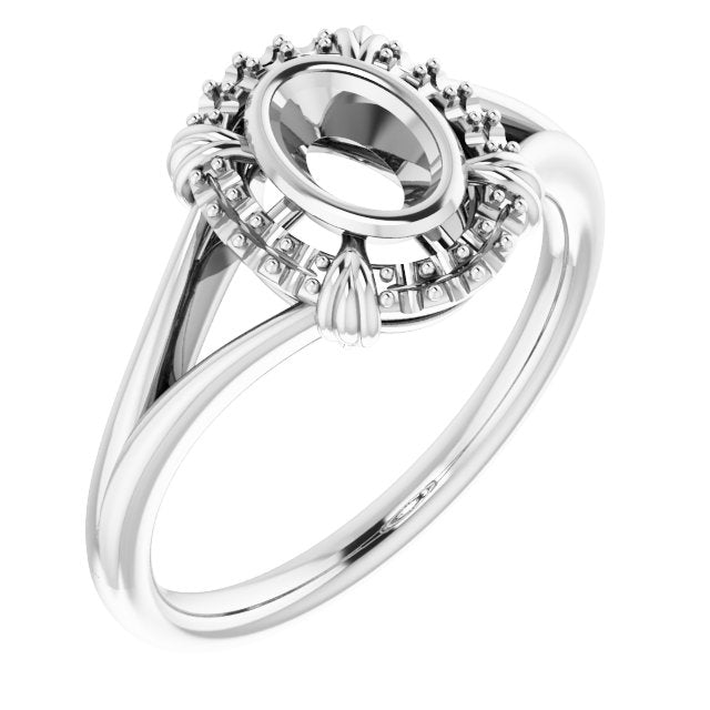 Platinum6x4 mm Oval Ring Mounting