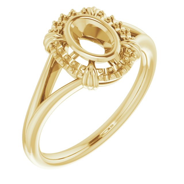 14K Yellow6x4 mm Oval Ring Mounting