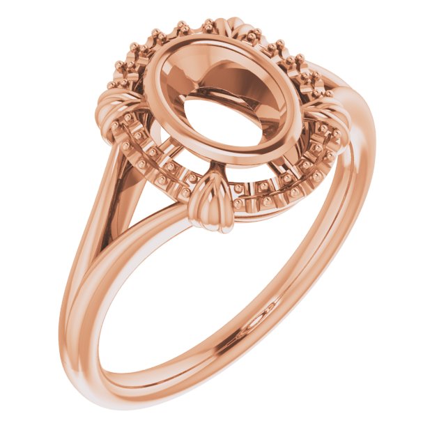 14K Rose7x5 mm Oval Ring Mounting
