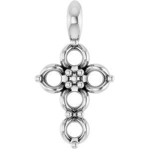 Platinum 2 mm Round Cross Pendant Mounting
