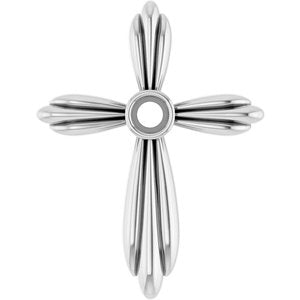 Platinum 2.5 mm Round Bezel-Set Cross Pendant Mounting
