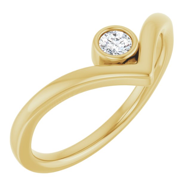 14K Yellow 1/10 CTW Natural Diamond Bezel-Set V Ring
