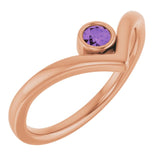14K Rose Natural Amethyst Bezel-Set V Ring