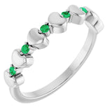 Platinum Natural Emerald Heart Stackable Ring