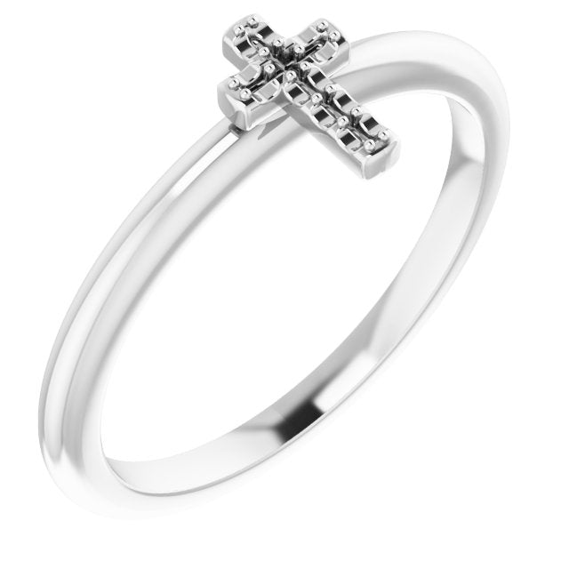 Platinum Accented Stackable Cross Ring Mounting