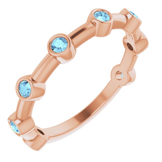 14K Rose Natural Aquamarine Bezel-Set Bar Ring
