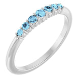 Platinum Natural Aquamarine Stackable Ring