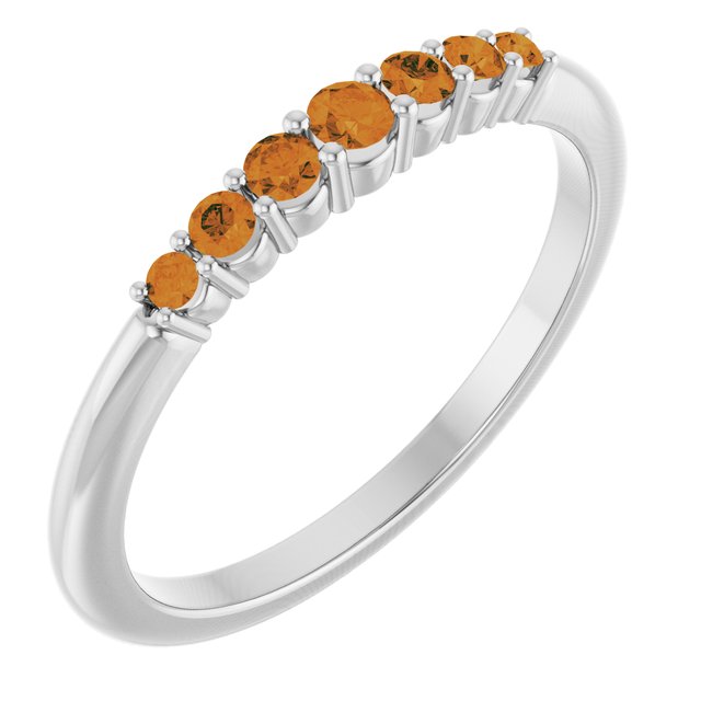 14K White Natural Citrine Stackable Ring