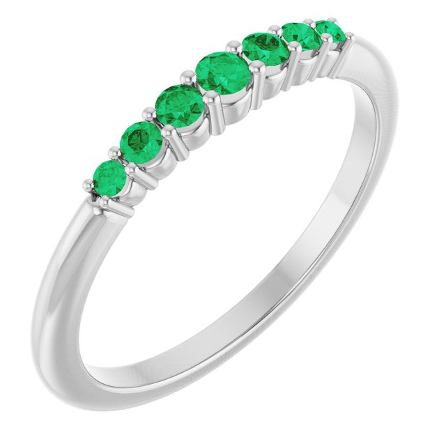 Sterling Silver Natural Emerald Stackable Ring