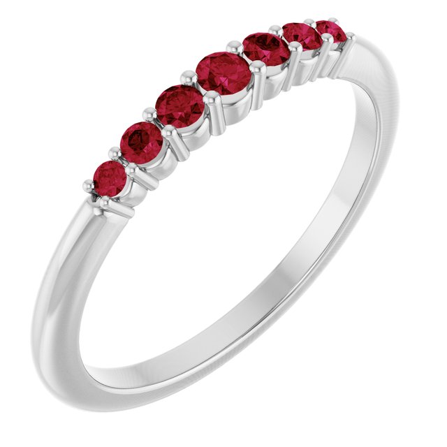 14K White Natural Ruby Stackable Ring