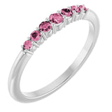 14K White Natural Pink Tourmaline Stackable Ring