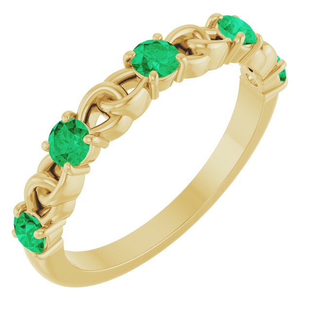 14K Yellow Natural Emerald Stackable Ring