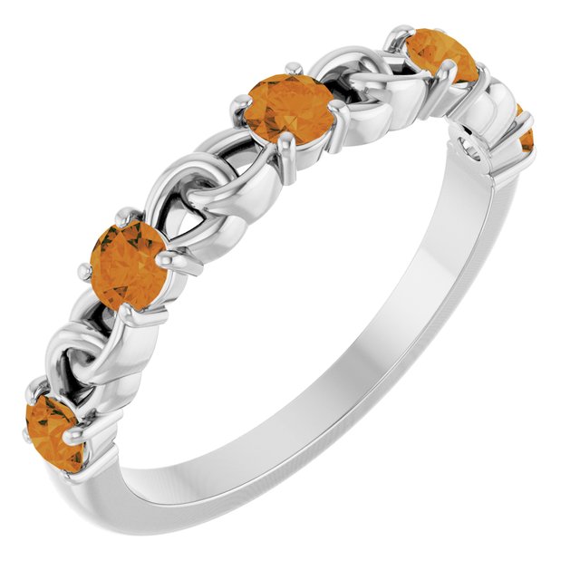 Platinum Natural Citrine Stackable Ring