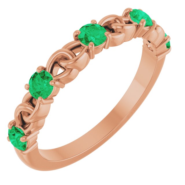 14K Rose Natural Emerald Stackable Ring