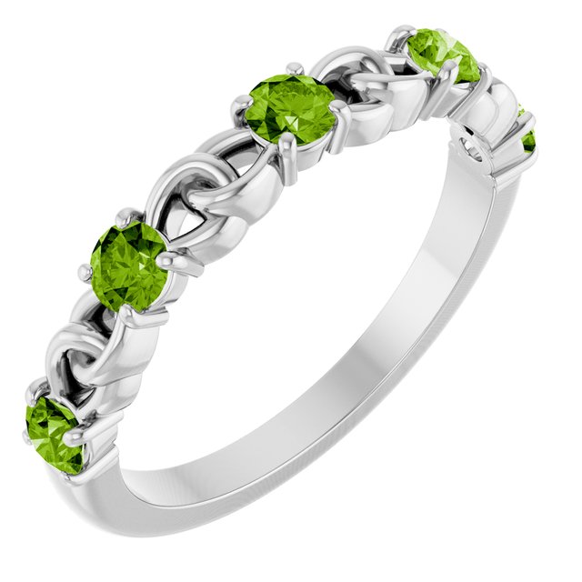 Platinum Natural Peridot Stackable Ring