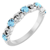 Platinum Natural Aquamarine Stackable Ring