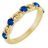 14K Yellow Natural Blue Sapphire Stackable Ring