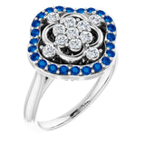 Platinum Natural Blue Sapphire & 1/3 CTW Natural Diamond Ring