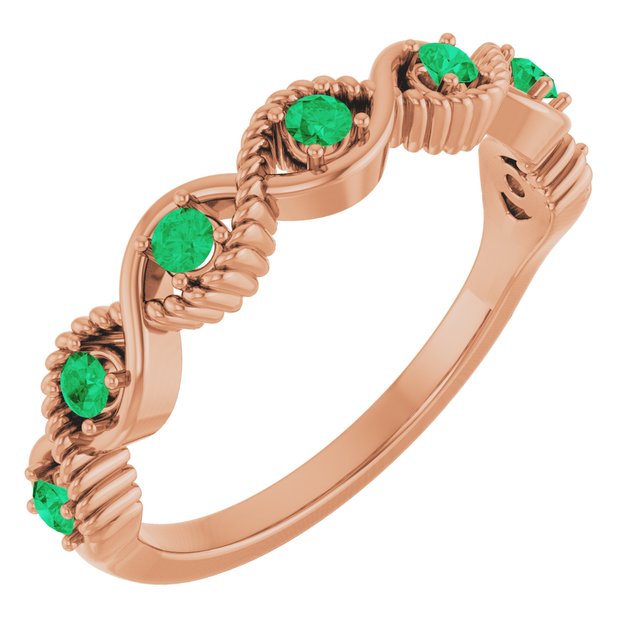 14K Rose Lab-Grown Emerald Stackable Ring
