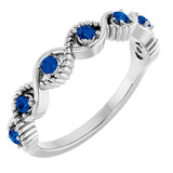 14K White Lab-Grown Blue Sapphire Stackable Ring