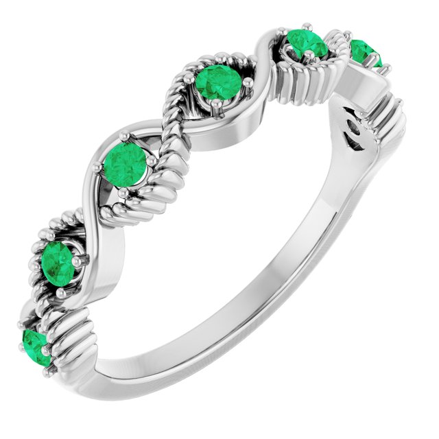 Sterling Silver Natural Emerald Stackable Ring