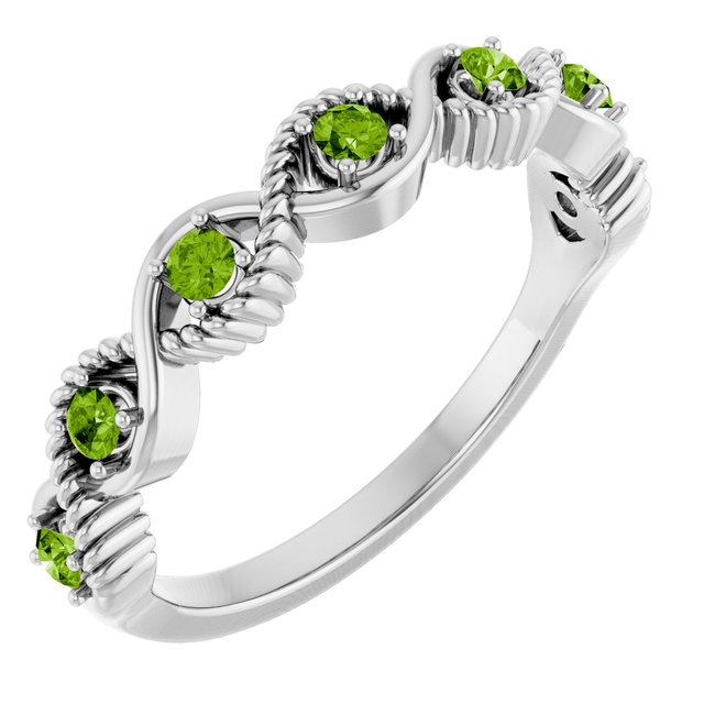 Sterling Silver Natural Peridot Stackable Ring