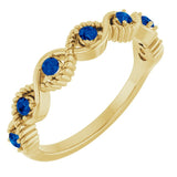 14K Yellow Lab-Grown Blue Sapphire Stackable Ring