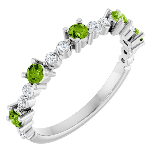 Platinum Natural Peridot & 1/6 CTW Natural Diamond Ring