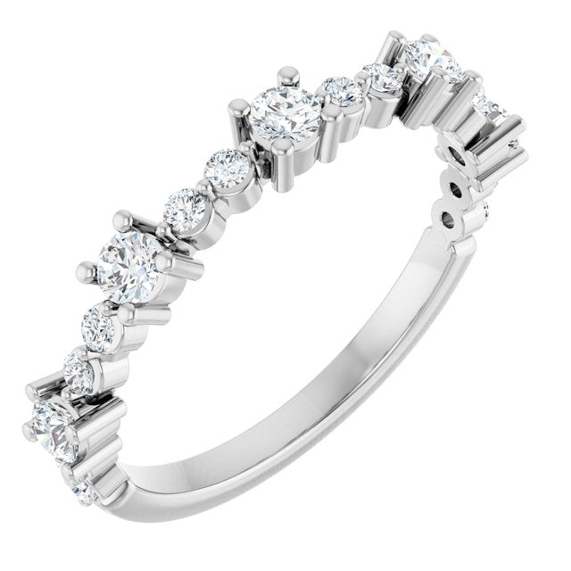 14K White Natural White Sapphire & 1/6 CTW Natural Diamond Ring