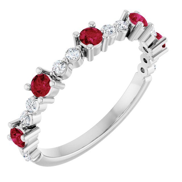 Sterling Silver Natural Ruby & 1/6 CTW Natural Diamond Ring