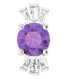 14K White Natural Amethyst & 1/6 CTW Natural Diamond Pendant