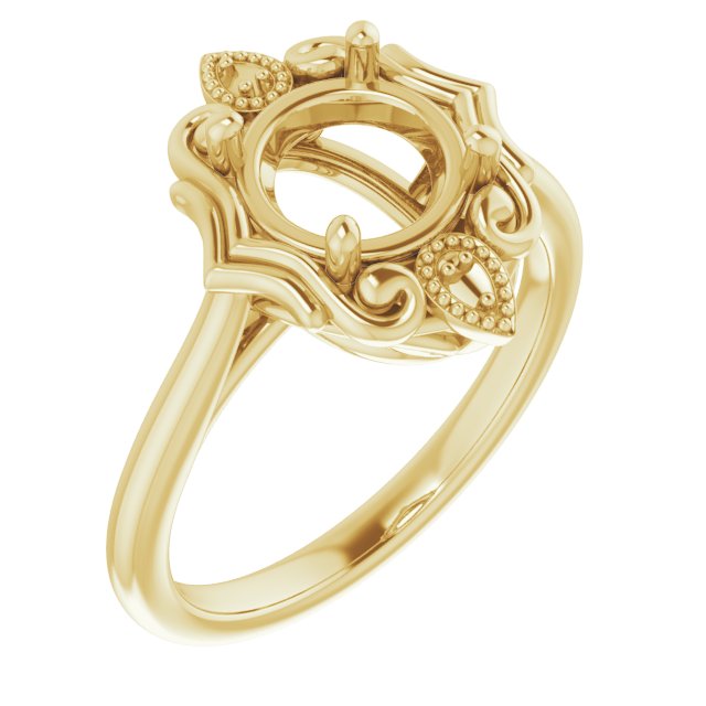 14K Yellow7.4 mm Round Ring Mounting