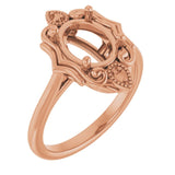 14K Rose9x7 mm Oval Ring Mounting