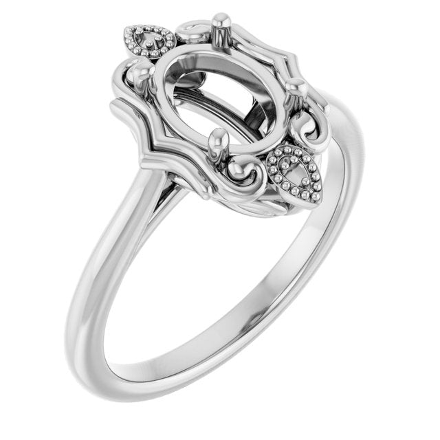 Platinum8x6 mm Oval Ring Mounting