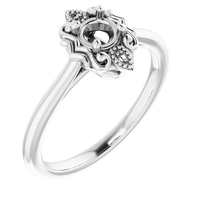 18K White4.1 mm Round Ring Mounting
