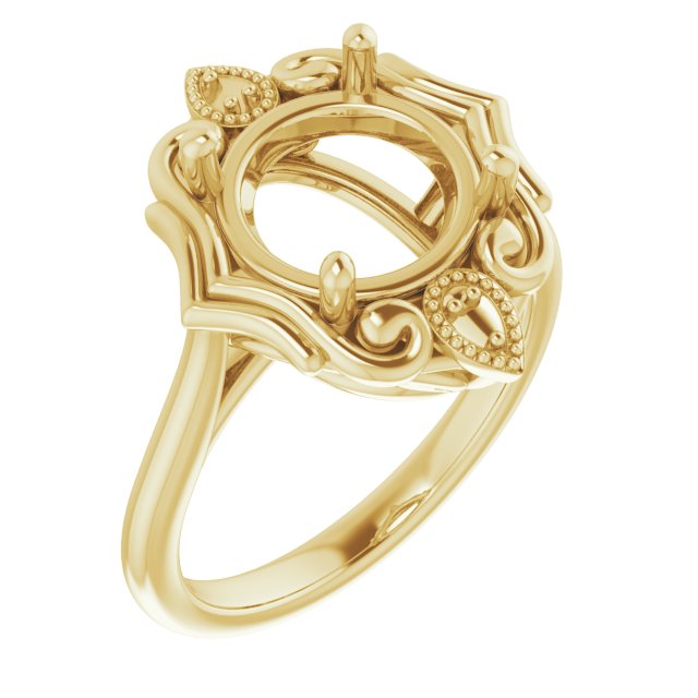 18K Yellow9.4 mm Round Ring Mounting